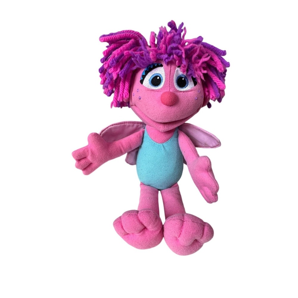 Sesame Street Abby Cadabby Plush Pink Fairy Stuffed Animal Yarn Hair 11 Inch